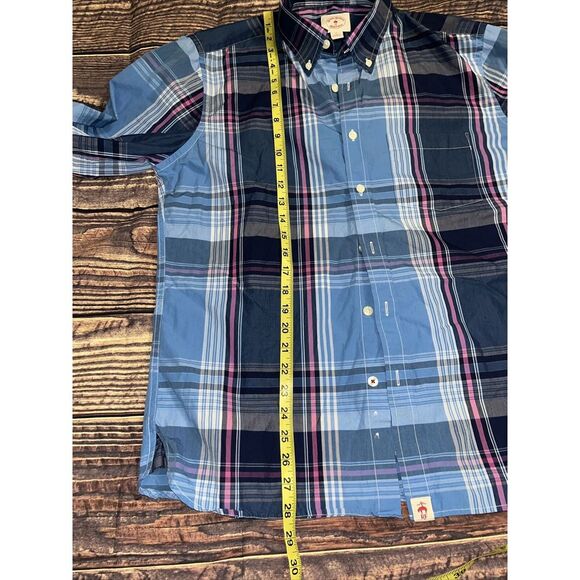 Brooks Brothers Red Fleece Shirt Button Up L/S Large L Cotton Blue Plaid - Picture 5 of 5
